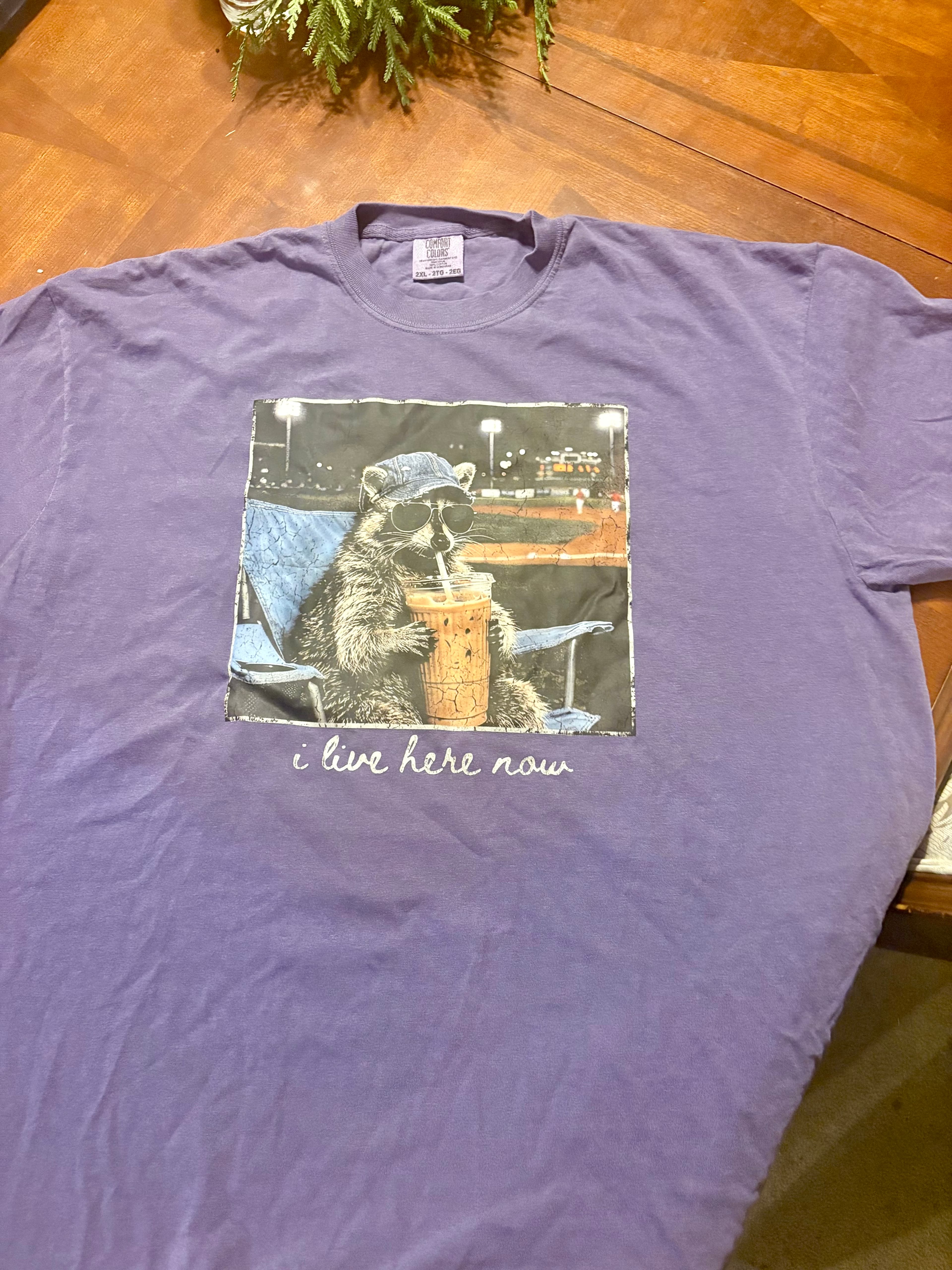 If anyone is interested in having one let me know. I have a friend that makes these.  You can put it on whatever color you want.  The “Trash Panda” can be drinking soda or iced coffee. 
Tshirt = $20